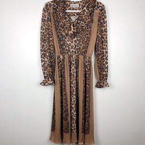 VTG 70's Hal Ferman Animal Print Ruffled Dress